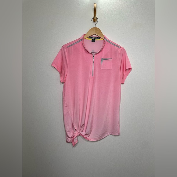 2/$10🌟Jamie sadock shirt size large pink tie front quarter zip golf shirt - Picture 5 of 7